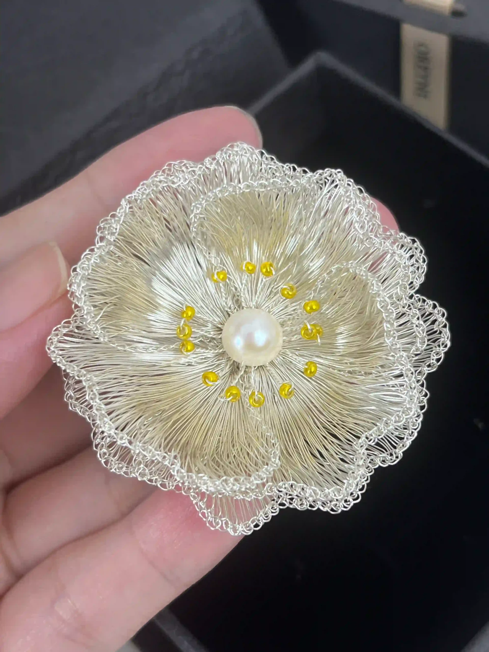 OREYNE White Poppy Brooch making detail