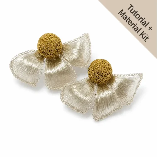 OREYNE Botanical White Dogwood Statement Earrings