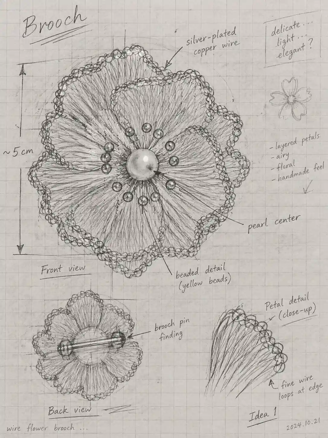 Original OREYNE hand-drawn jewelry design sketch