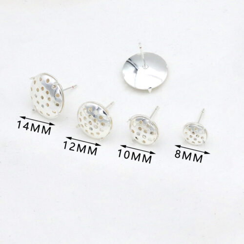 925 Sterling Silver Round Earring Stud Base · 10 Pieces