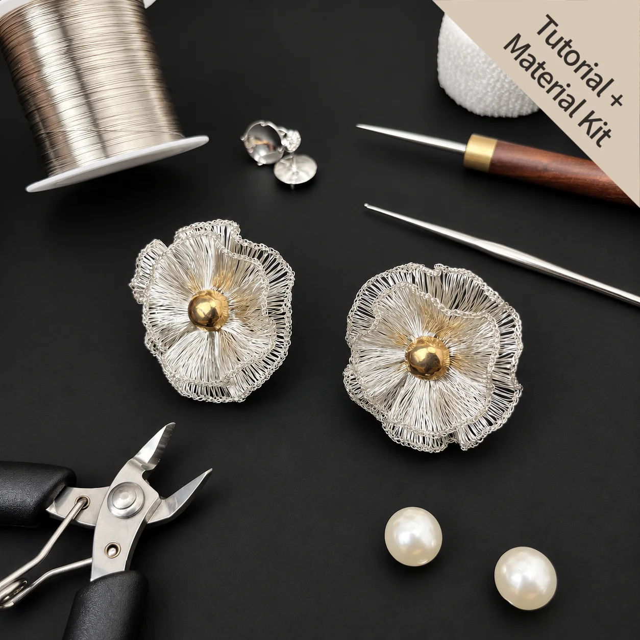 Botanical Poppy Earrings(Tutorial+Material Kit)