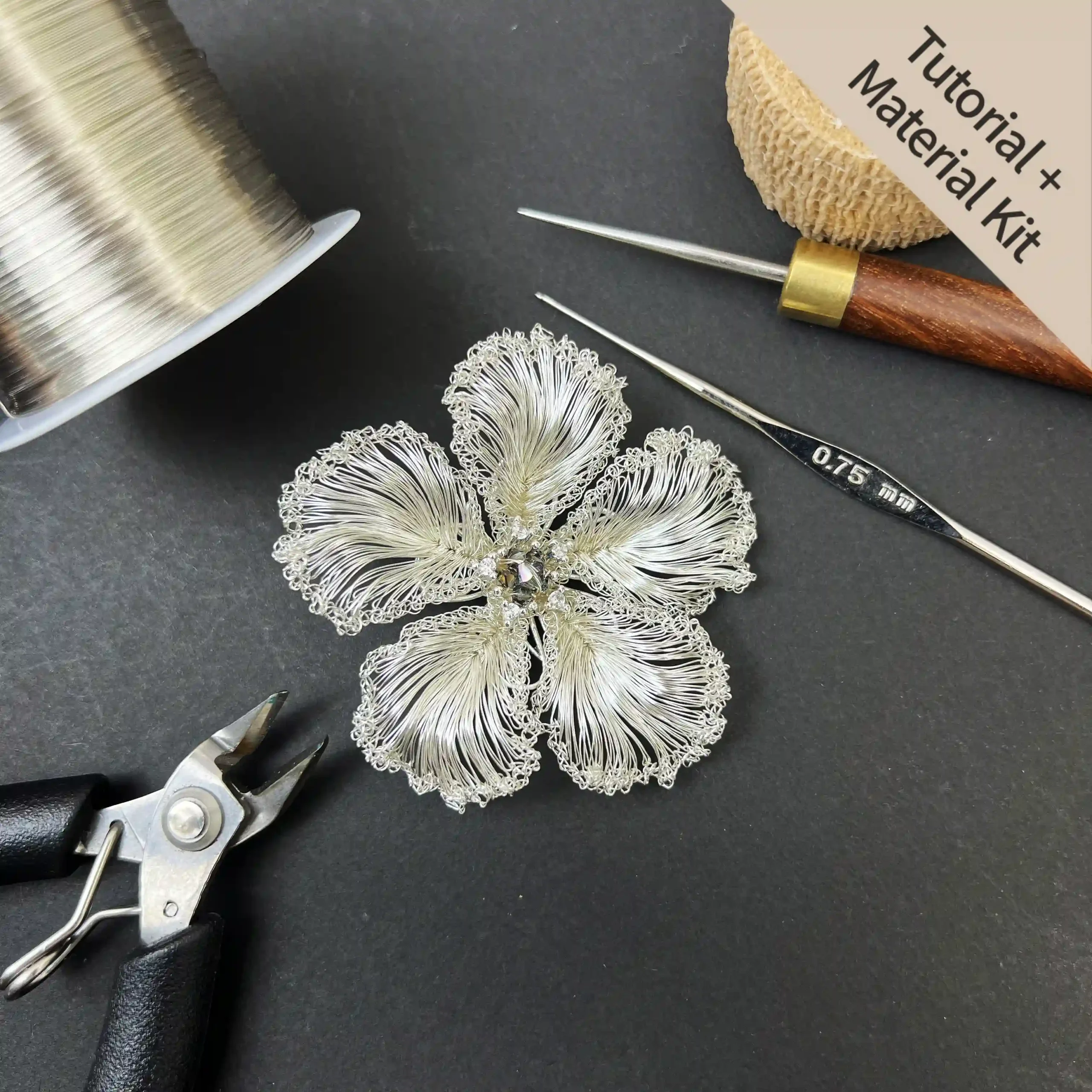 Botanical White Blossom Brooch (Tutorial + Material Kit)