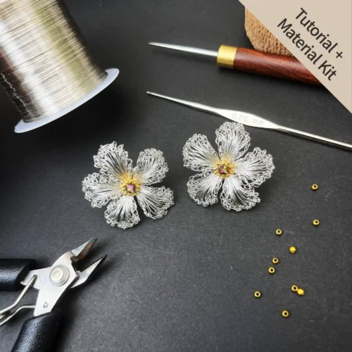 Botanical White Strawberry Blossom Stud Earrings (Tutorial + Material Kit)