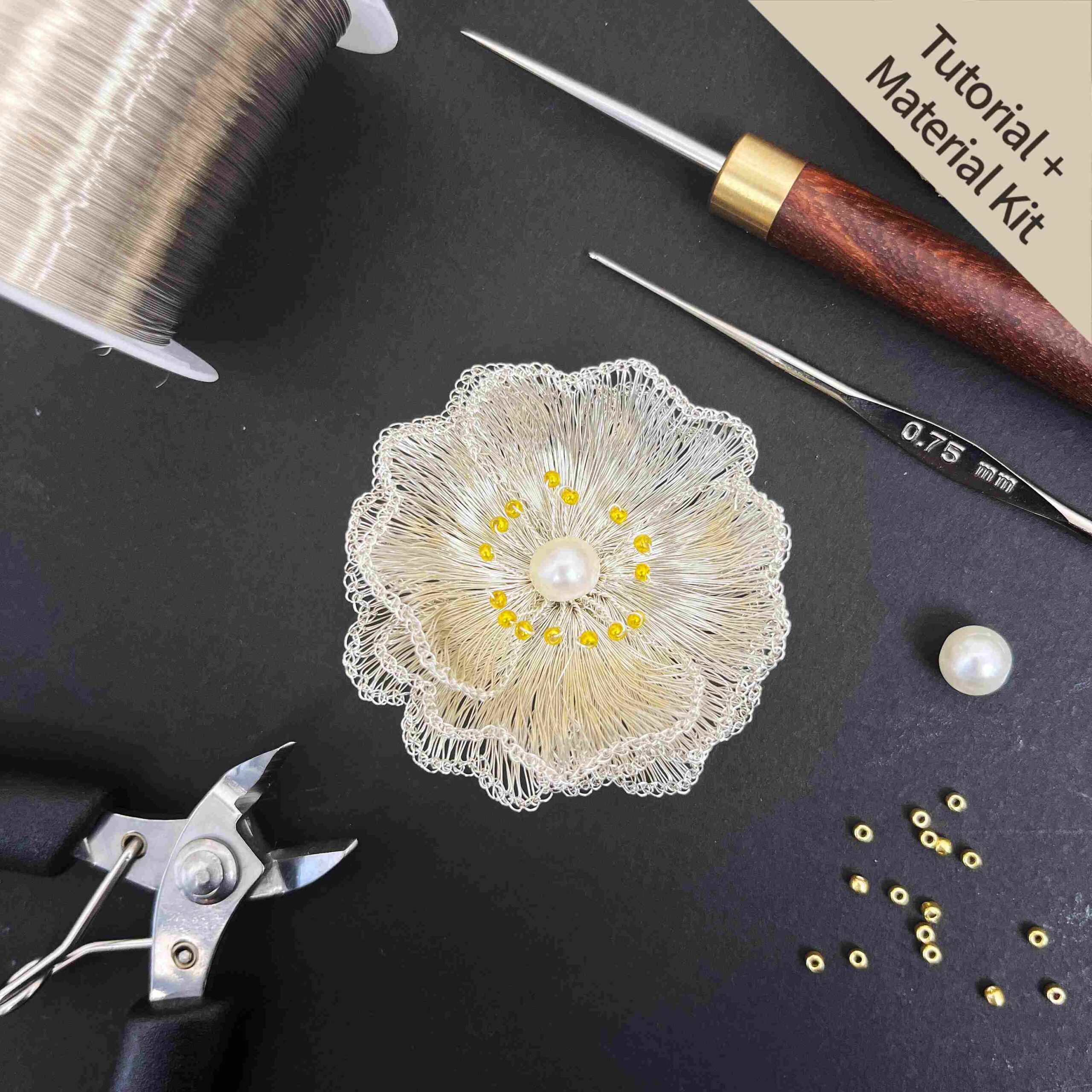 Botanical White Poppy Brooch (Tutorial + Material Kit)