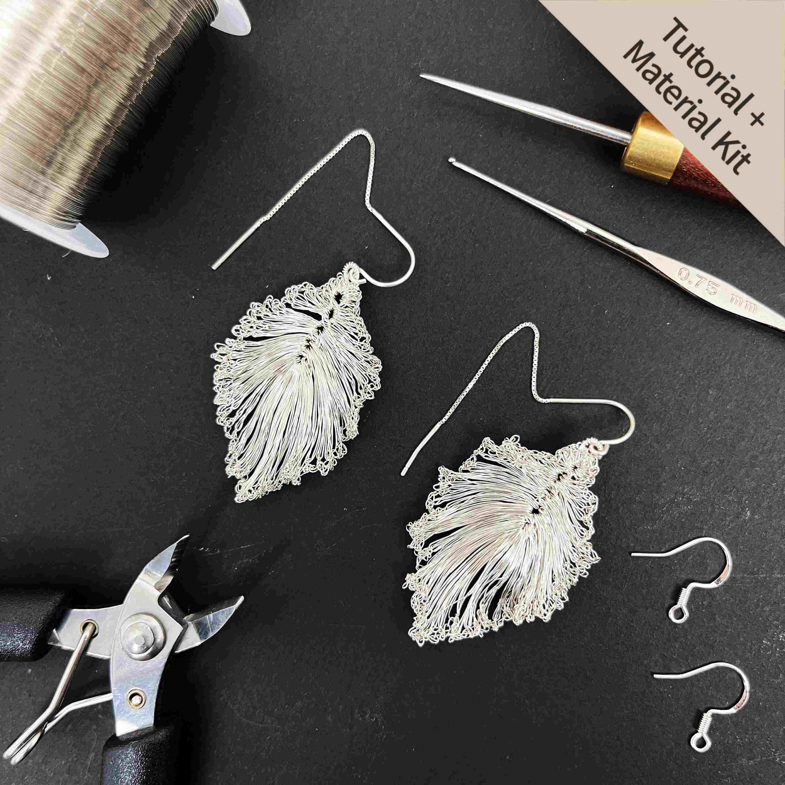 Botanical Ruffled Leaf Sculptural Drop Earrings (Tutorial + Material Kit)