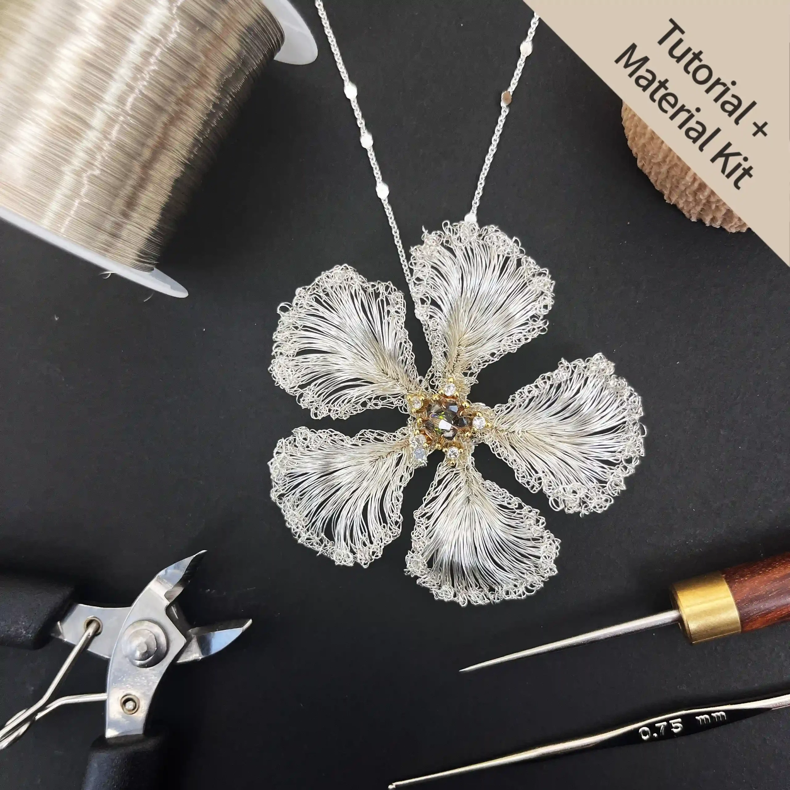 Botanical White Musk Mallow Necklace (Tutorial + Material Kit)