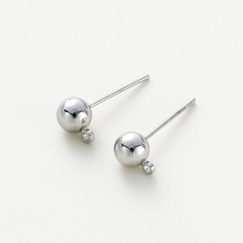 Ball Stud Earring Posts with Loop – 10 Pieces