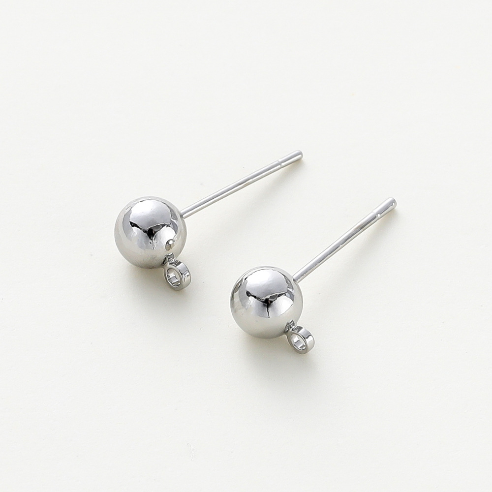 Ball Stud Earring Posts with Loop – 10 Pieces
