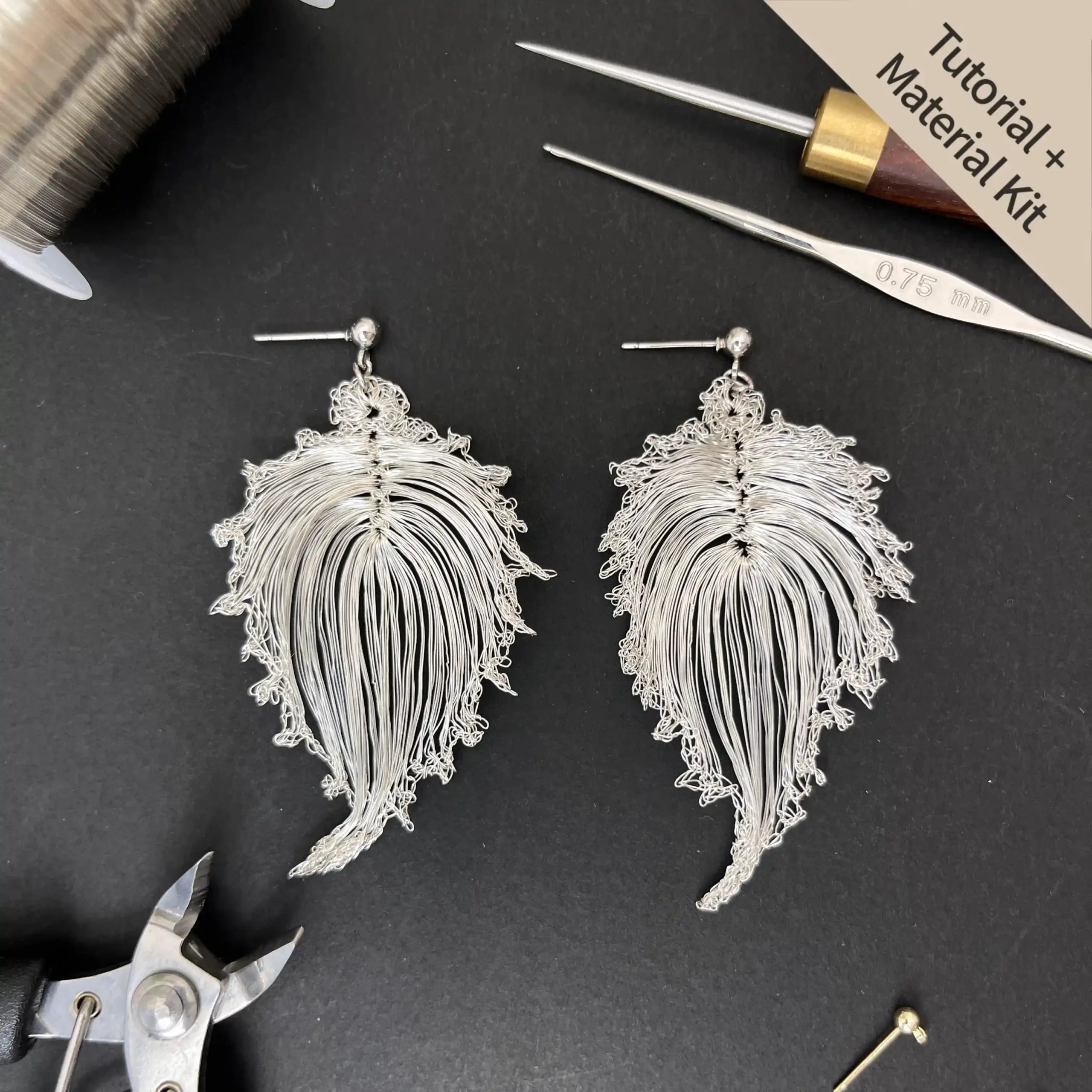 Bodhi Leaf -Handwoven Drop Earrings (Tutorial + Material Kit)
