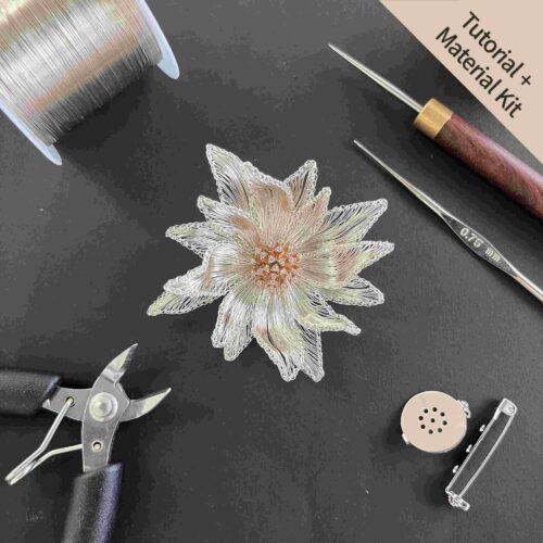 White Water Lily — Golden Starburst Brooch (Tutorial + Material Kit)