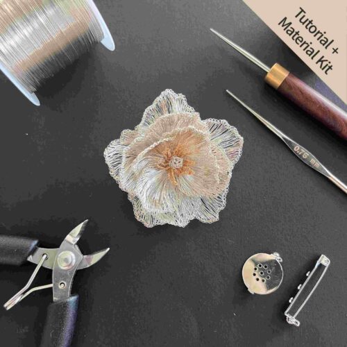 White Hollyhock — Sunlit Heart Brooch (Tutorial + Material Kit)