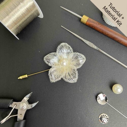 White Balloon Flower — Pearl Center Brooch(Tutorial + Material Kit)