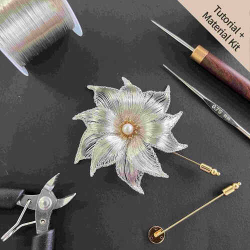 White Petal Crown — Golden Halo Stick Brooch (Tutorial + Material Kit)