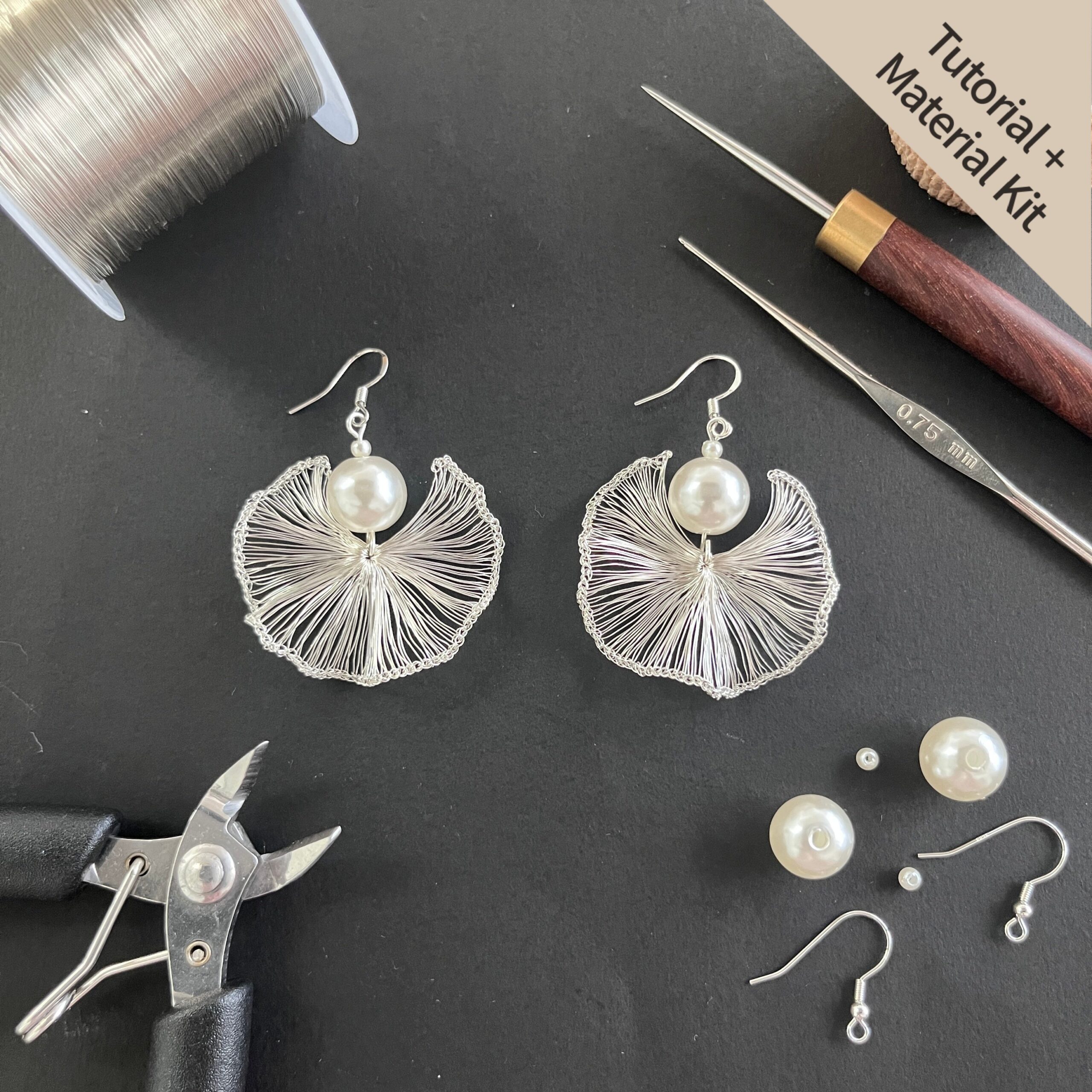 Ginkgo Leaf — Pearl Fan Earrings(Tutorial + Material Kit)